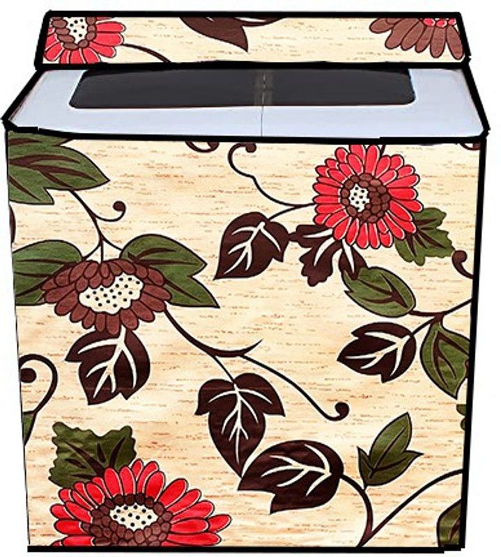 JM Homefurnishings Semi-Automatic Washing Machine Cover  (Width: 89 cm, Red, Brown)