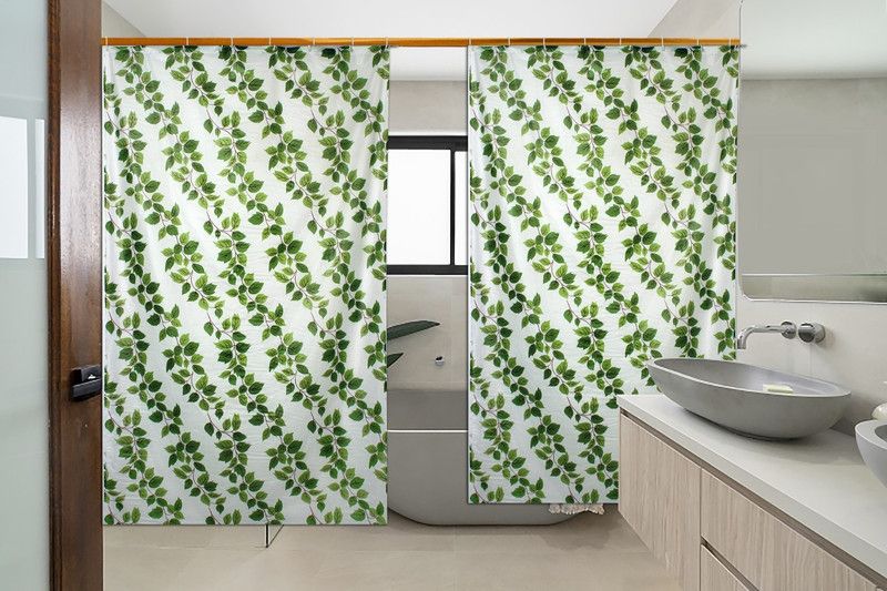 STYLISTA 213.36 cm (7 ft) PVC Semi Transparent Shower Curtain (Pack Of 2)  (Printed, Multicolor)