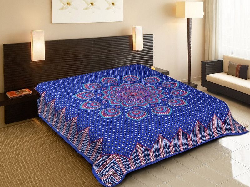 Adishi 160 TC Cotton Queen Printed Flat Bedsheet  (Pack of 1, Multicolor)