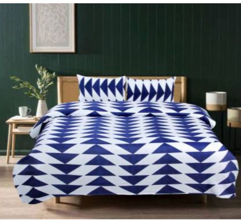 PRODUCTSCK 185 TC Polycotton Double Floral Flat Bedsheet  (Pack of 1, White, Blue)