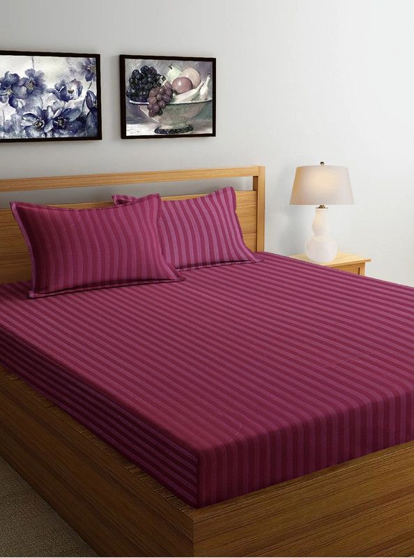 SHIV CRAFTS 250 TC Cotton Double Solid Flat Bedsheet  (Pack of 1, Purple)