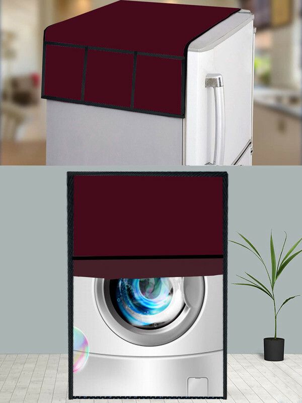 JM Homefurnishings Front Loading Washing Machine Cover  (Width: 65 cm, Maroon)