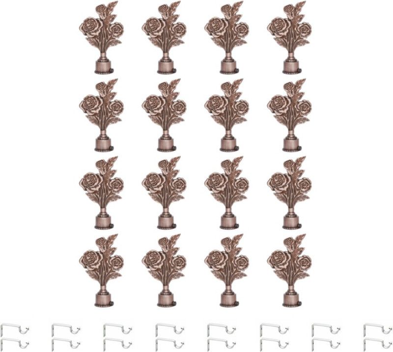 ZAPEX Brown Curtain Knobs, Rod Rail Bracket Metal  (Pack of 16)