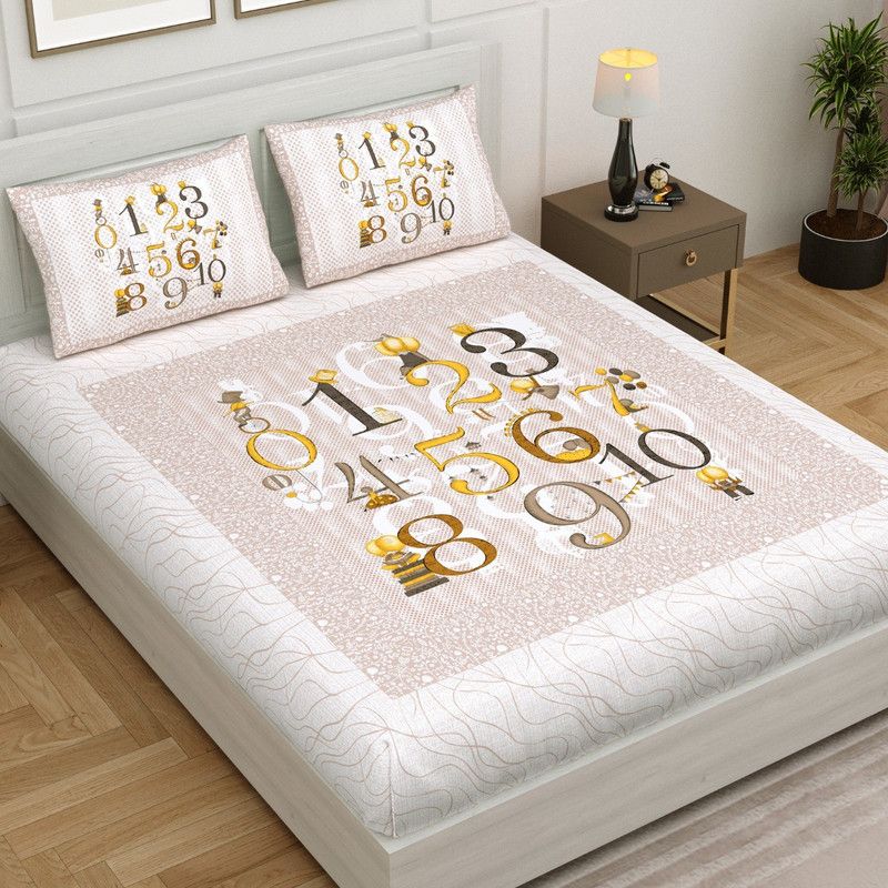 Rekha Creation 250 TC Cotton King Printed Flat Bedsheet  (Pack of 1, Brown)