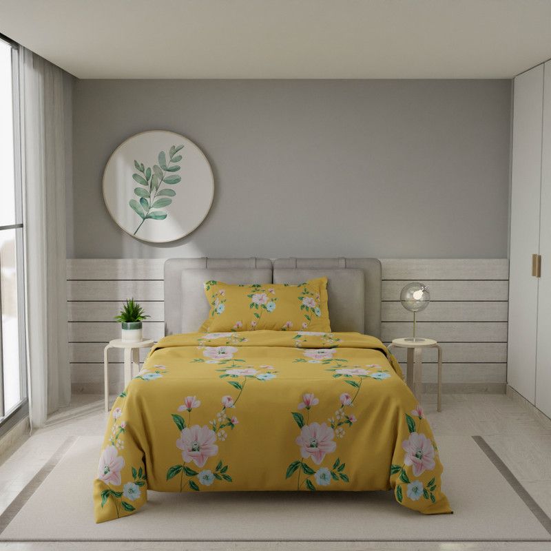 stoa paris Printed Single Comforter for Mild Winter  (Polyester, Yellow)