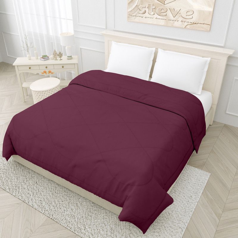 STEVE Solid Single Comforter for AC Room  (Microfiber, MAHROON)