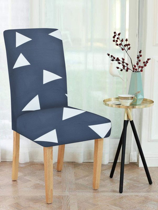 SAFED DHAAGA Polycotton Geometric Chair Cover  (BLUE Pack of 6)
