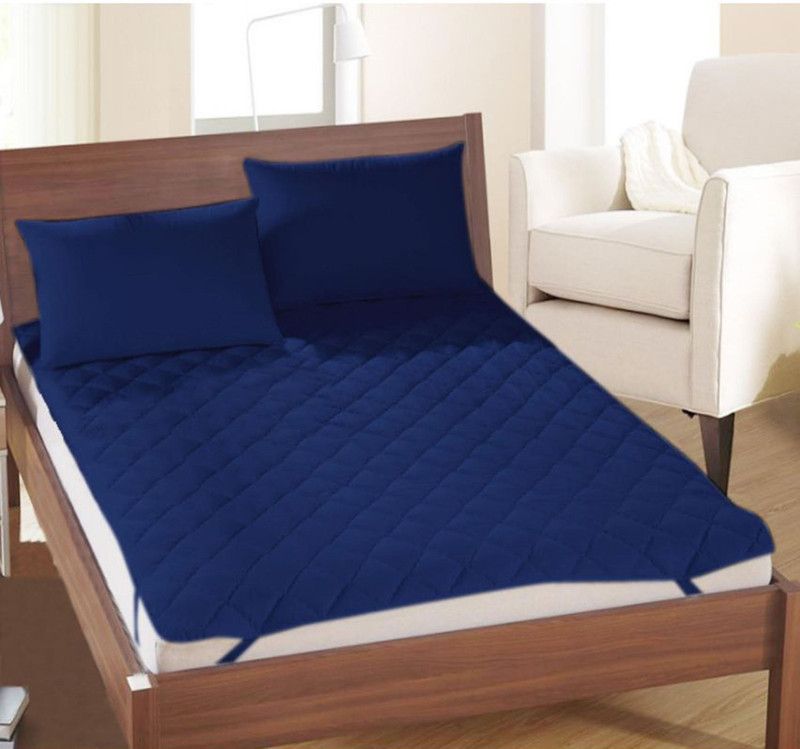 Shobhraj Elastic Strap King Size Waterproof Mattress Cover  (Blue)