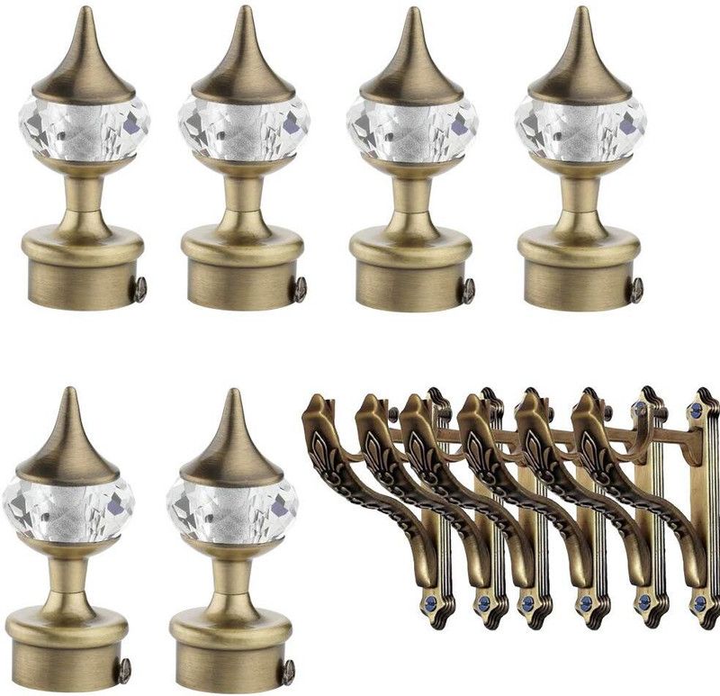 SHIVOHAM ENTERPRISE Multicolor Rod Rail Bracket, Curtain Hooks, Curtain Rods, Curtain Knobs Metal  (Pack of 12)