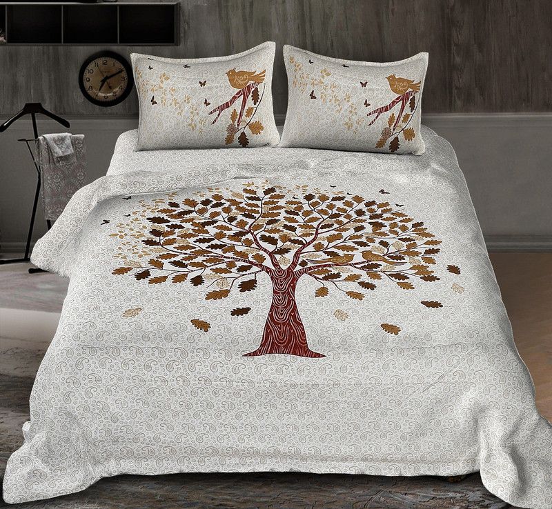 BRONOFAB 180 TC Cotton Double Printed Flat Bedsheet  (Pack of 1, Multicolor)