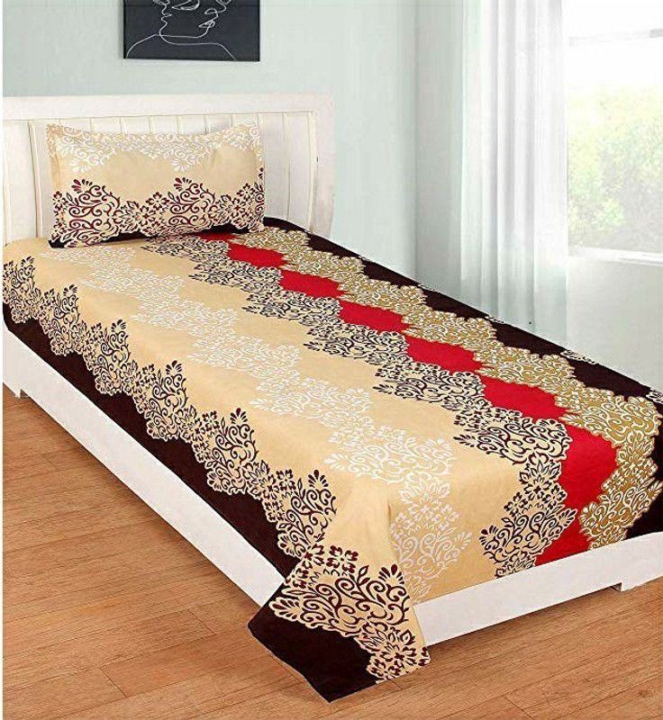 CHEVRON 158 TC Polycotton Single Printed Flat Bedsheet  (Pack of 1, Multicolor)