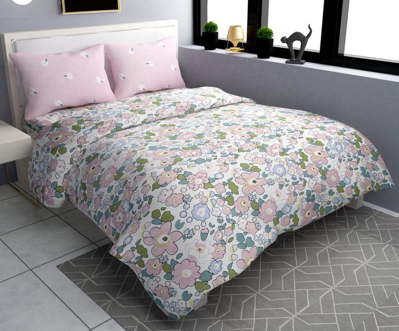 TINDLER KNOTS 200 TC Cotton King Printed Flat Bedsheet  (Pack of 1, Multicolor 71)