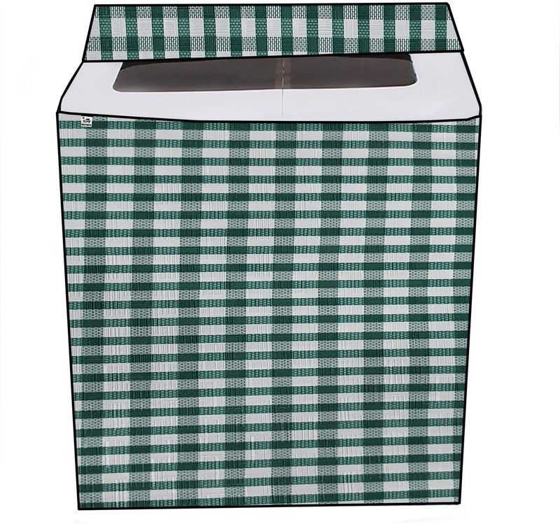 KingMatters Semi-Automatic Washing Machine Cover  (Width: 82 cm, Green, White)