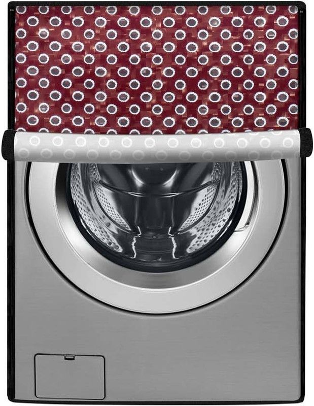 Stylista Front Loading Washing Machine Cover  (Width: 61 cm, Maroon, Black)