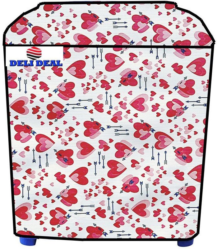 Delideal Semi-Automatic Washing Machine Cover  (Width: 67 cm, Pink, White)