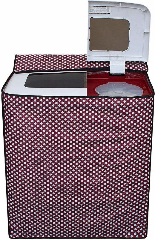 KingMatters Semi-Automatic Washing Machine Cover  (Width: 82 cm, White, Purple)