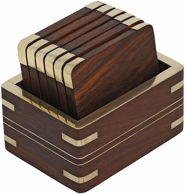 Wood Art Store Square Reversible Wood Coaster Set  (Pack of 1)