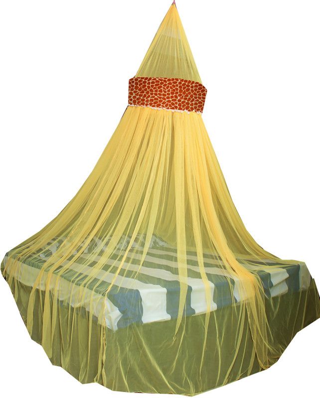 Creative Textiles Polyester Adults Washable Double Bed/King Size Bed (ctammn-8419b) Mosquito Net  (Yellow, Ceiling Hung)