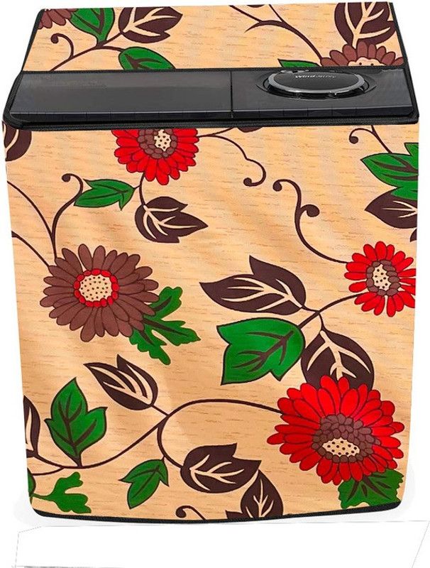 KVAR Semi-Automatic Washing Machine Cover  (Width: 86 cm, Red, Brown)