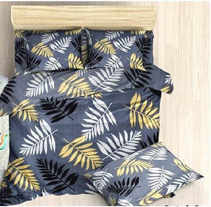 280 TC Polycotton Double Printed Bedsheet  (Pack of 1, grey)
