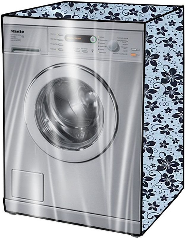 KVAR Front Loading Washing Machine Cover  (Width: 61 cm, Grey, Black)