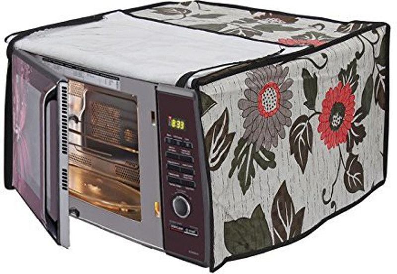 KingMatters Microwave Oven Cover  (Width: 47 cm, Grey, Black)