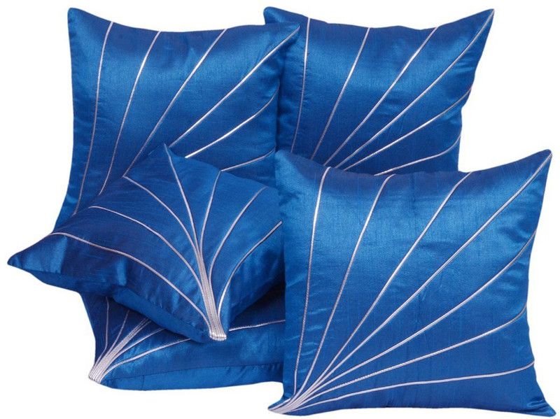 India Furnish Striped Cushions Cover  (Pack of 5, 40 cm*40 cm, Blue)