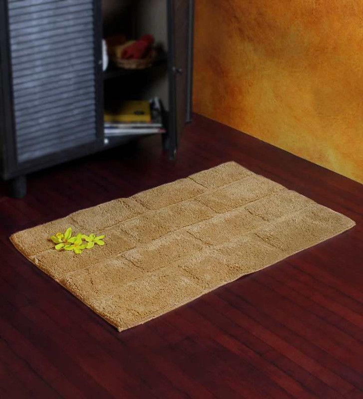 Homefurry Cotton Bathroom Mat  (Beige, Large)