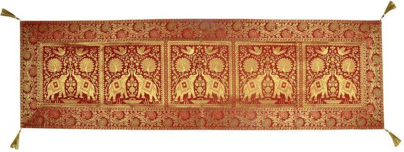 Lal Haveli Maroon 152 cm Table Runner  (Silk)