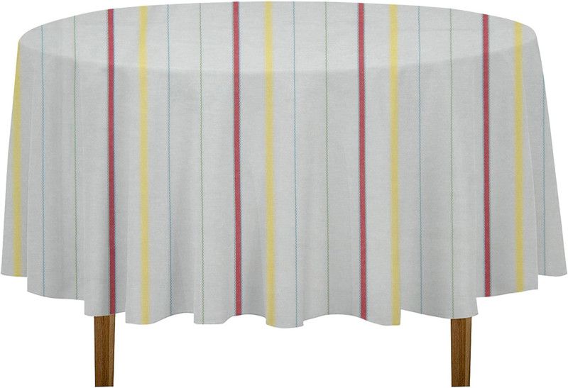 Home Colors Striped 4 Seater Table Cover  (Multicolor, Cotton, Polyester)