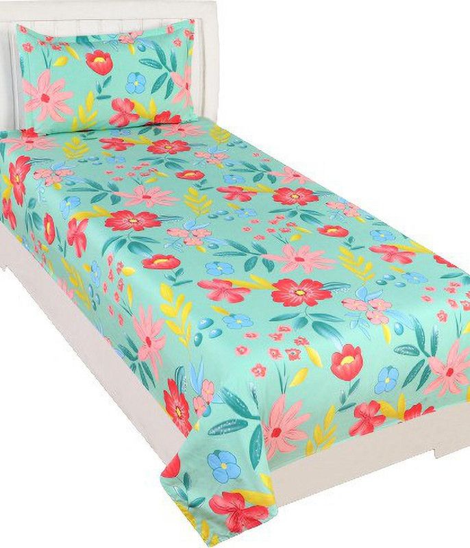 BADOTI 150 TC Polycotton Single Floral Flat Bedsheet  (Pack of 1, Multicolor)