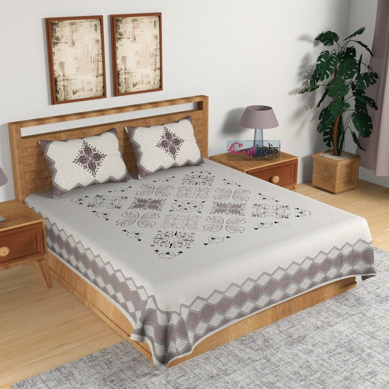 eCraftIndia 180 TC Cotton King Floral Flat Bedsheet  (Pack of 1, Multicolor)