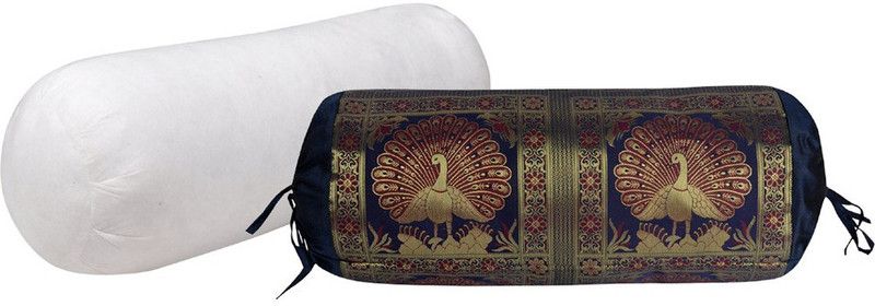 Lal Haveli Polyester Fibre Cotton Cushion With Silk Cover Bolster Pack of 1  (Blue)