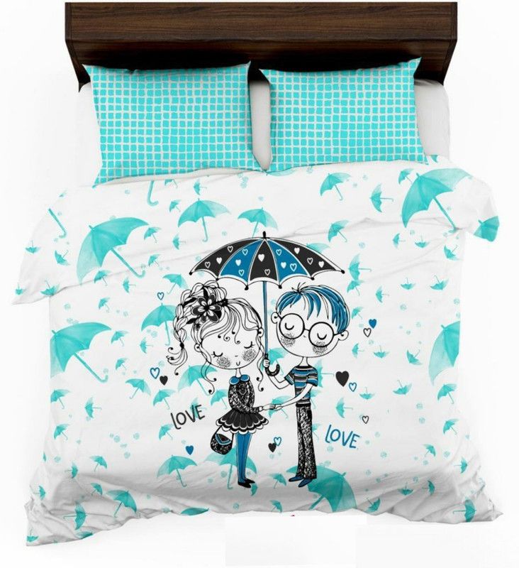 Trendy Threads 350 TC Cotton Double Printed Flat Bedsheet  (Pack of 1, Multicolor)