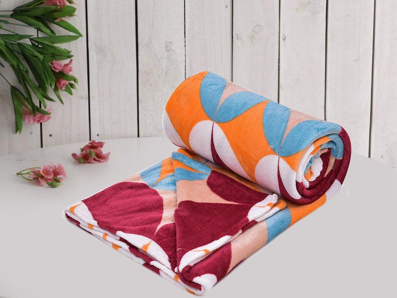 RRC Printed Double Fleece Blanket for Mild Winter  (Woollen Blend, Pink)