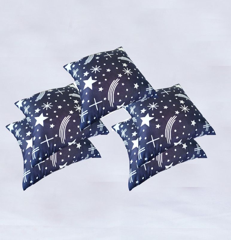 Pisaganj Microfibre Solid Cushion Pack of 5  (Blue)