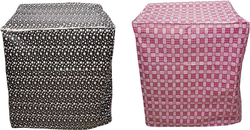 Da Anushi Semi-Automatic Washing Machine Cover  (Width: 60 cm, Dot Black, Pink Check)