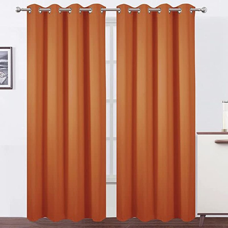 SPADE DECOR 150 cm (5 ft) Polyester Blackout Window Curtain (Pack Of 2)  (Solid, Orange)