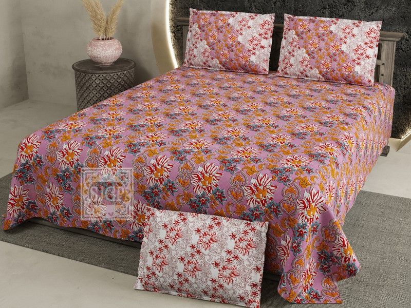 200 TC Cotton Double King Bedsheet  (Pack of 1, Design3)