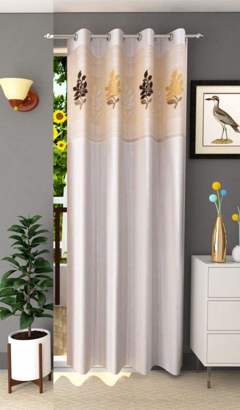 Home Utsav 153 cm (5 ft) Polyester Semi Transparent Window Curtain Single Curtain  (Printed, Cream)