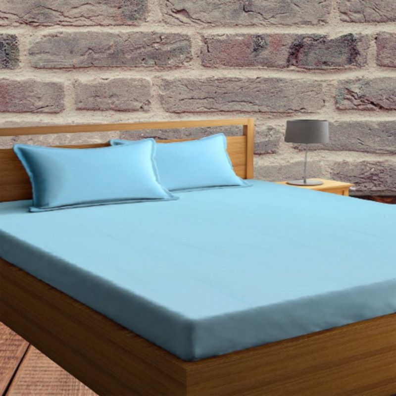 ishab 250 TC Cotton King Solid Flat Bedsheet  (Pack of 1, Blue)