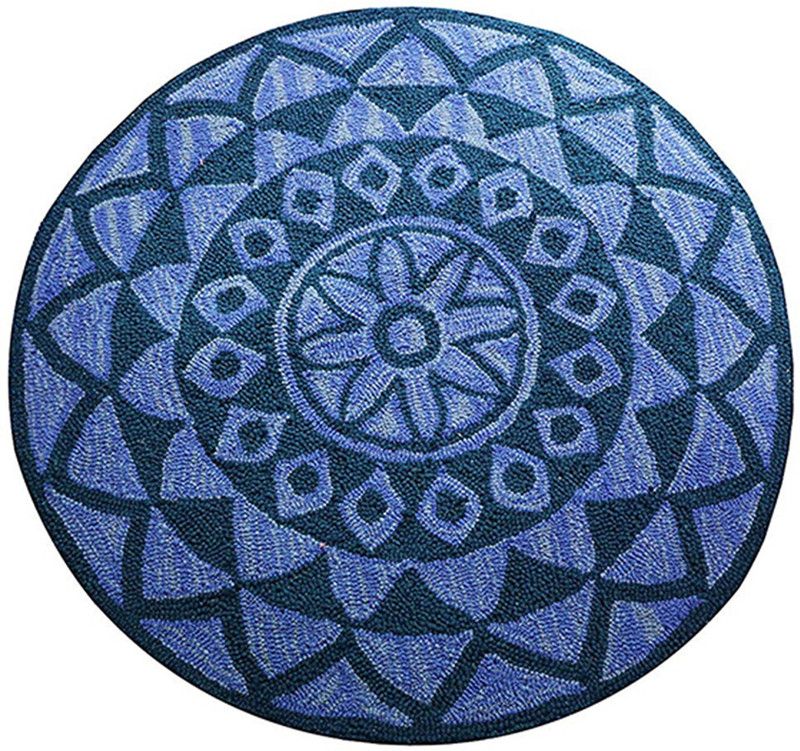 The Home Talk Wool Door Mat  (Blue, Medium)