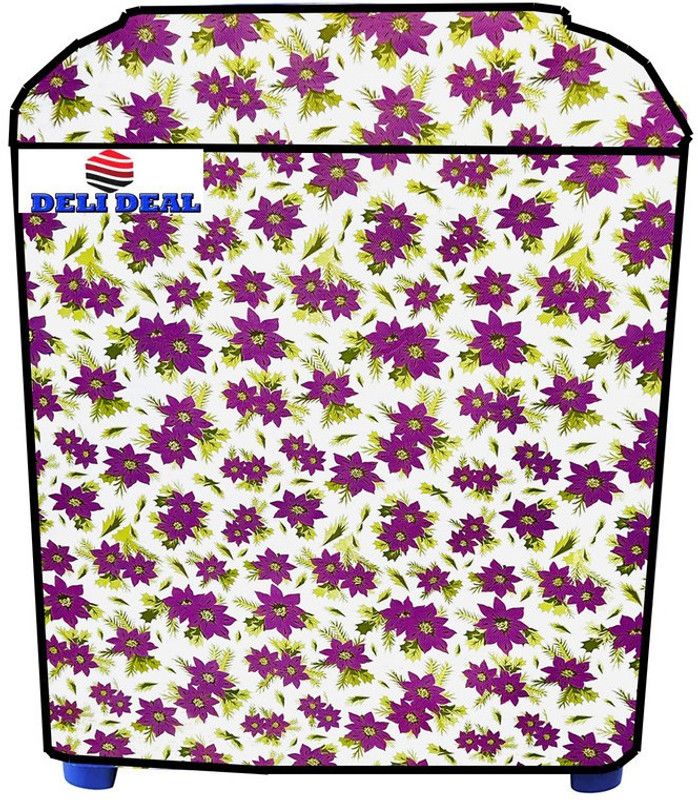 Delideal Semi-Automatic Washing Machine Cover  (Width: 61 cm, Purple, White)