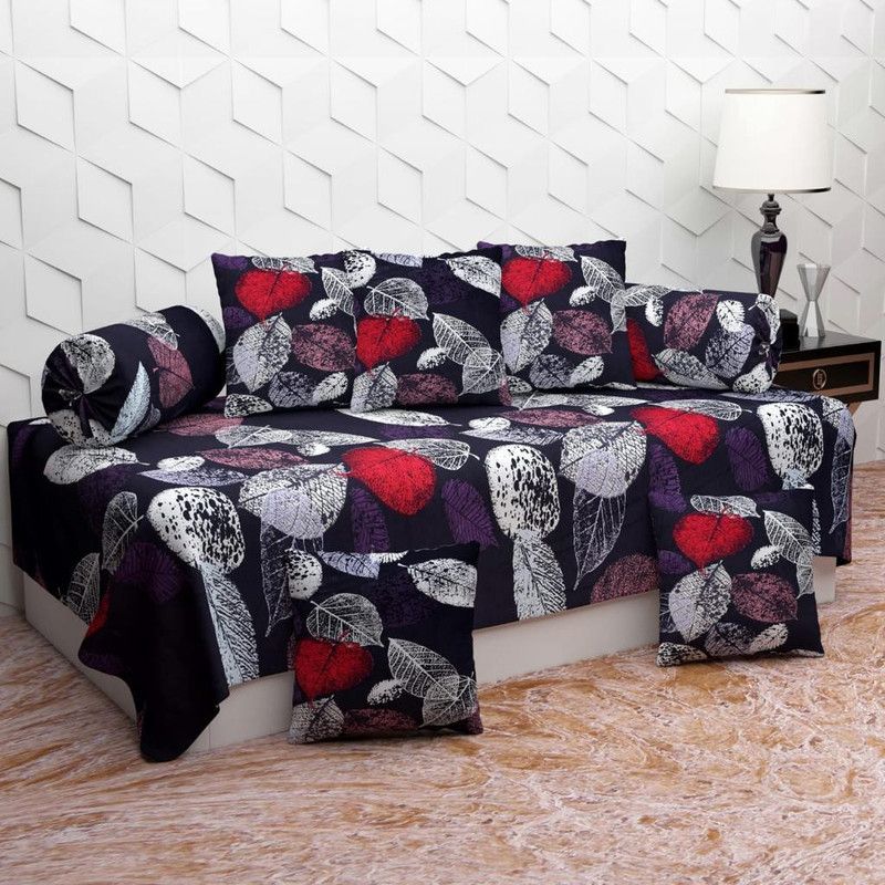 Divine Homes Polycotton Floral Diwan Set  (Multicolor)