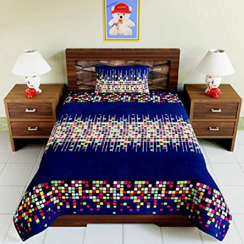 Chitra 144 TC Polycotton Double Printed Flat Bedsheet  (Pack of 1, Green)
