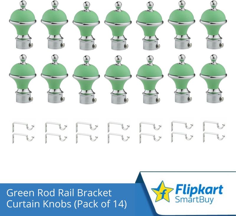 Flipkart SmartBuy Green Curtain Knobs, Rod Rail Bracket Metal