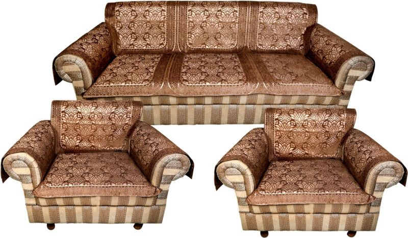 TANLOOMS Velvet Geometric Sofa Cover  (Brown, White Pack of 12)