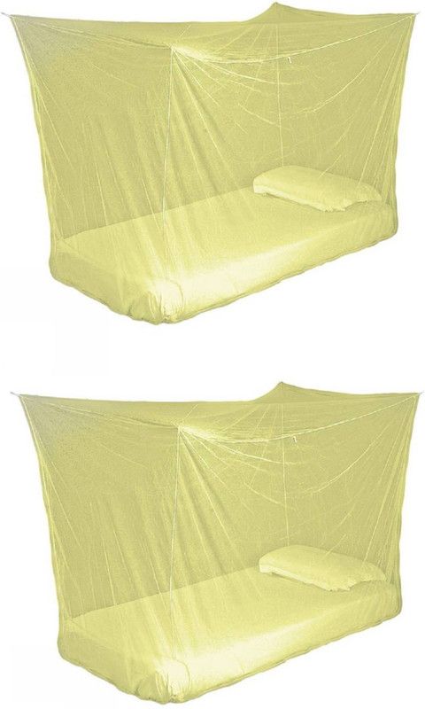 Shreejee Nylon Adults Washable 2 Pcs. Nylon Adults single Bed lite yellow color Mosquito Net 3x6 feet Mosquito Net  (Cream, Bed Box)