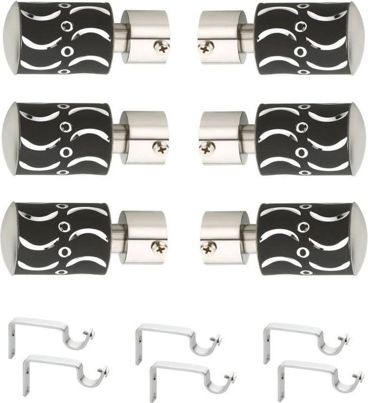 WSK Multicolor Curtain Knobs, Rod Rail Bracket Metal  (Pack of 12)