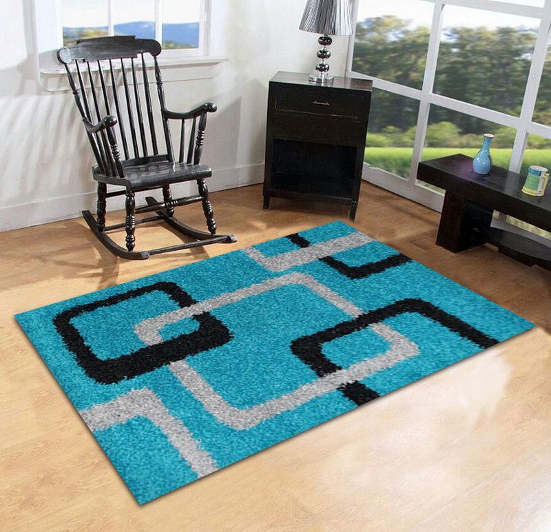 FURNISHINGLAND Blue Polyester Carpet  (120 cm, X 180 cm, Rectangle)